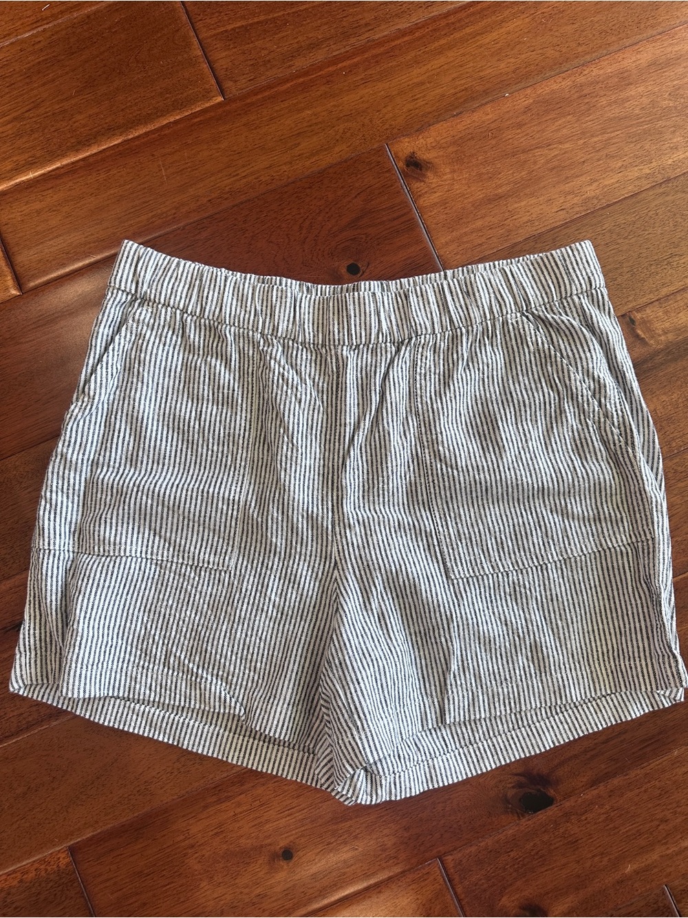 J. Crew Striped High-Waist Linen-Blend Shorts - White & Black